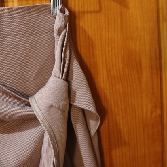 Babaton Taupe Midi Skirt Faux Wrap 6 - Picture 5 of 9